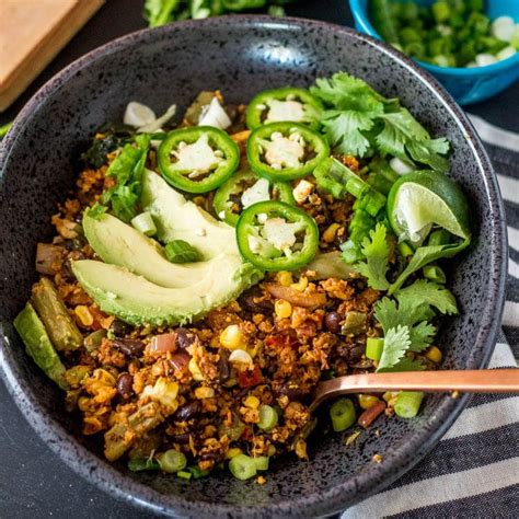 Low Carb Mexican Cauliflower Rice Bowls Beyond Mere Sustenance Low
