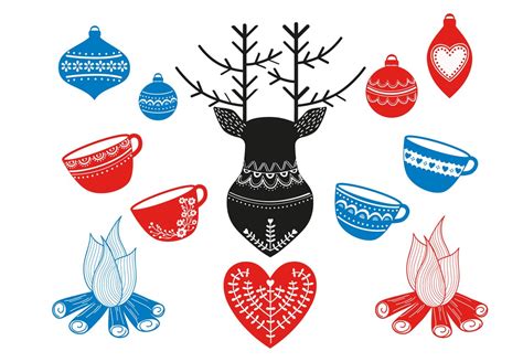 Folk Holidays Scandinavian Clipart Folk Art Clipart Nordic Etsy