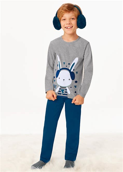 Pijama Infantil Masculino Inverno Cinza Have Fun Malweepijama Infantil Masculinoroupa Infantil