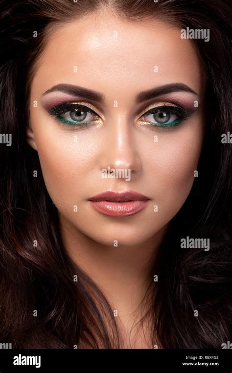 Portrait Of Beautiful Woman With Evening Make Up Stock Photo Alamy