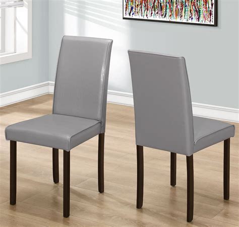 Shop dining chairs & tables. Gray Leather 36" Dining Chair Set of 2 from Monarch ...