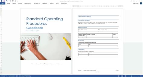 Standard Operating Procedure Ms Word Templates Guidebook Sample Log