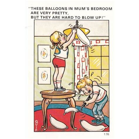 Hanging Condom Balloons In Bedroom Risque 1970s Comic Humour Postcard