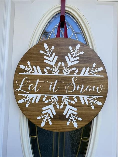 Winter Wooden Sign Let It Snow Sign Winter Door Hanger Let Etsy In