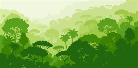 Jungle Forest Silhouette Tropical Vector Landscape Vector Art