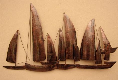 Hand Made Copper Ships Metal Wall Art Unusual Copper Sailing Ships Wall Art Metal Wall Art
