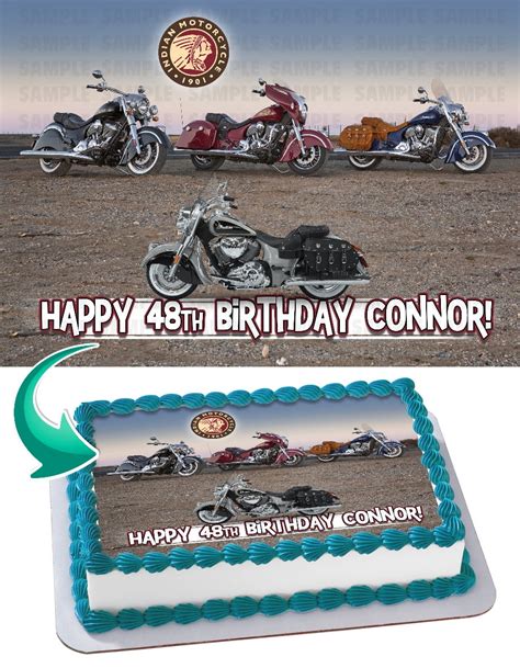 Indian Motorcycle Edible Cake Image Topper Personalized Birthday Party