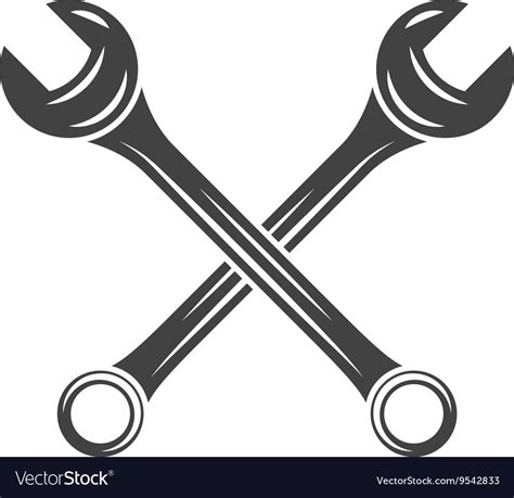Two Crossed Spanners Wrenches Black On White Flat Vector Image