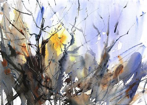 The Chaos Of Winter Trees Expressive Semi Abstract Watercolour By