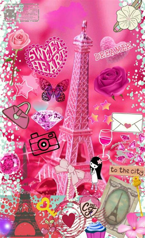 Rosa Bild Wallpaper Girly Pink Paris Eiffel Tower