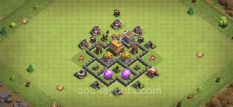 Trophy Defense Base Th4 With Link Hybrid Clash Of Clans Town