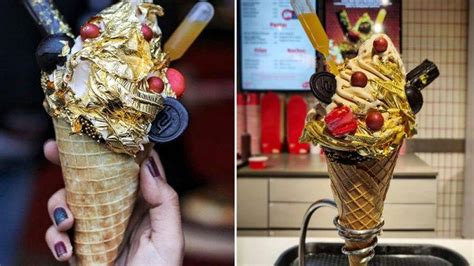 this 24k gold plated ice cream is in trend now goats on road
