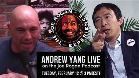 Andrew yang is an american entrepreneur, the founder of venture for america, and a 2020 democratic presidential candidate. Andrew Yang live on Joe Rogan show Tuesday Feb 12 - YouTube