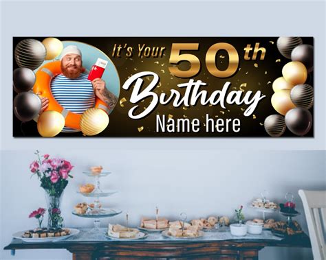 50th Birthday Banner Custom Birthday Banner Adult 50th Etsy
