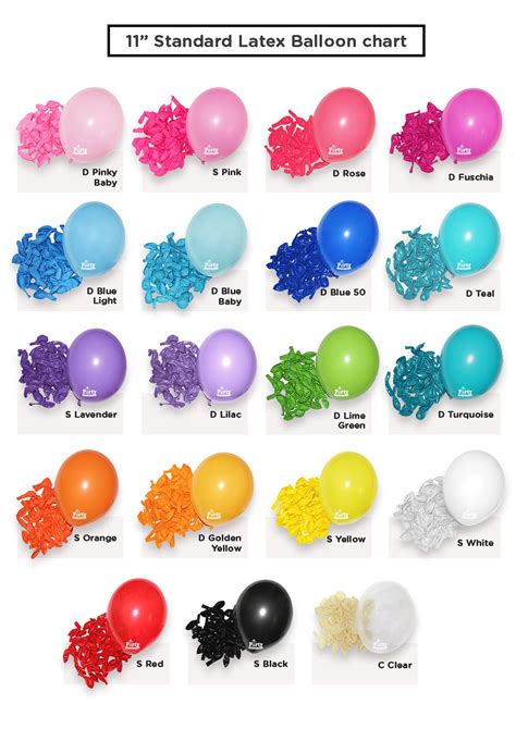 Latex Balloon Colour Chart Matte Birthday Ballon Decorations Birthday