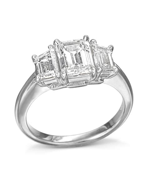 Platinum Three Stone Emerald Cut Diamond Engagement Ring Turgeon Raine