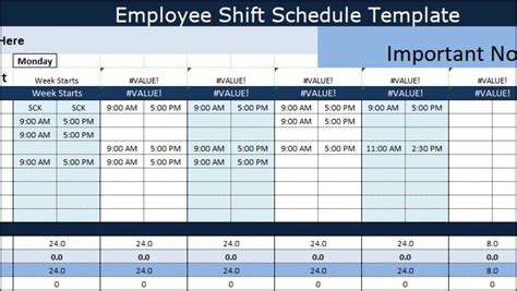 Employee Shift Schedule Template Excel Excel Templates