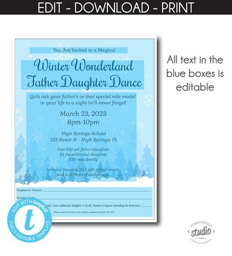 Winter Wonderland Father Daughter Dance Event Template Etsy
