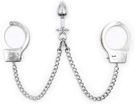 Anal Plug With Butt Plug Trainer Long Chain Handcuffs Stainless Steel Sm Bed