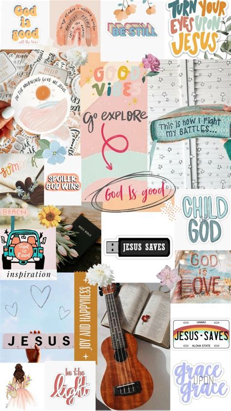 A Collage Of Images With The Words Jesus Saves Us And Other Things In Them