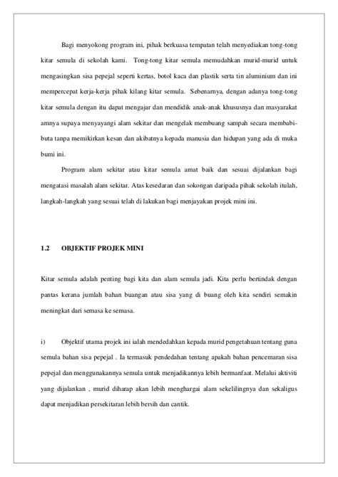 Simbol ini digunakan untuk mengenalpasti jenis plastik serta kebolehan mengitar semula. Contoh Kertas Kerja Kursus - Derotoh