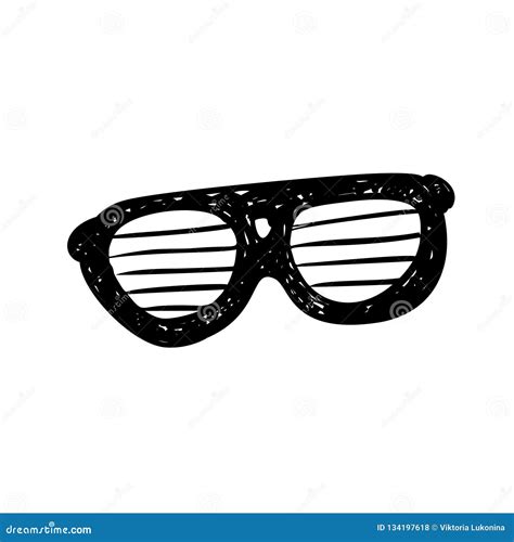 Glasses Sunglasses Vector Hand Drawn Illustration Black Lines Stock