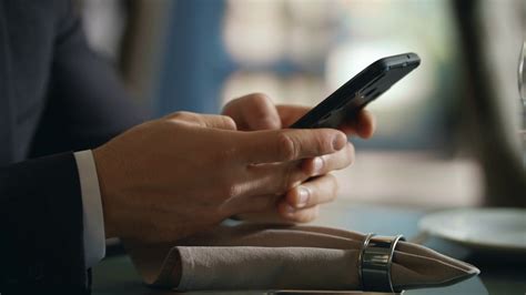 Male Hands Using Smartphone At Restaurant Stock Footage Sbv 337863763