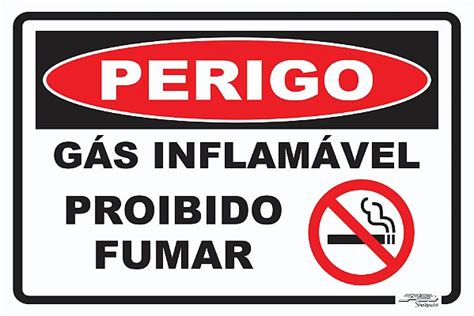 Placa Perigo Gás Inflamável Proibido Fumar Afonso Sinalizações