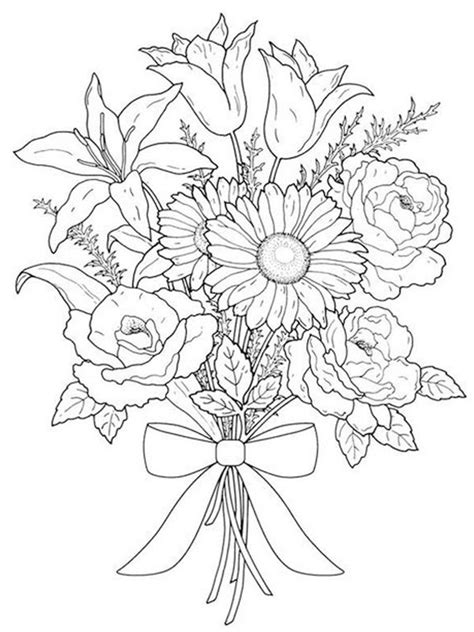 Dibujos Para Colorear Ramo De Flores Dibujosparaimprimires