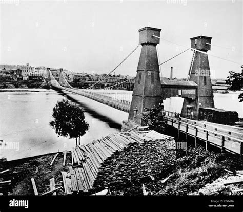 Minneapolis Bridge C1857 Na View Of The First Suspension Bridge In