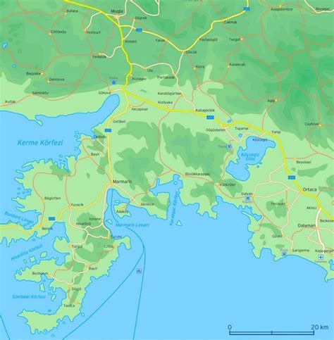 Map Of Surroundings Of Marmaris Marmaris Map World Map