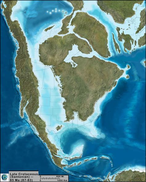 A Paleogeographic Reconstruction Of North America During The Late Cretaceous Ma North