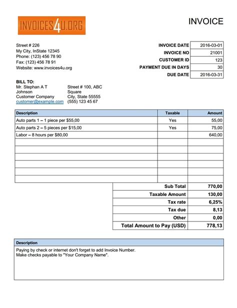 Free Billing Invoice Template Excel Printable Templates