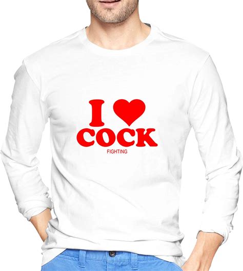 Mens Cotton Printing Of I Love Heart Cock Long Sleeve Shirts White