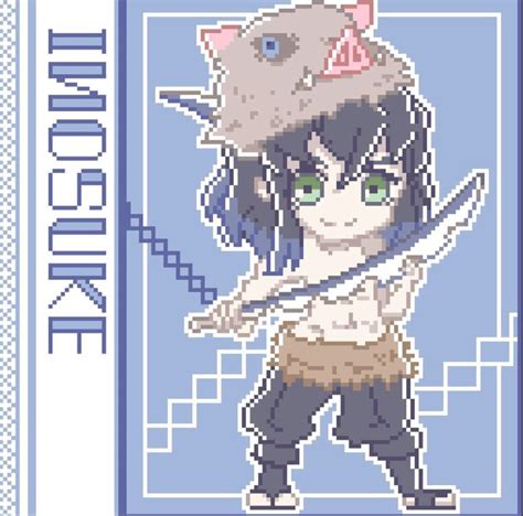 Inosuke Hashibira・pixel Art・kimestu No Yaiba In 2022 Pixel Art Zelda