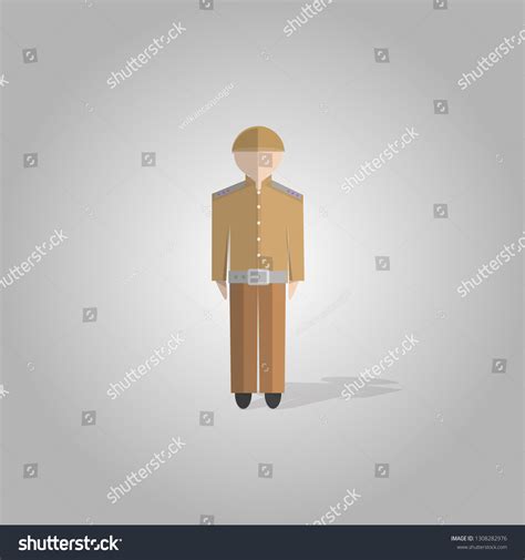 Soldier Brown Flat Vector Stock Vector Royalty Free 1308282976