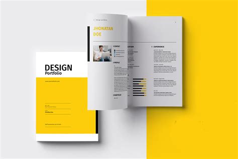 Psd Portfolio Template On Yellow Images Creative Store