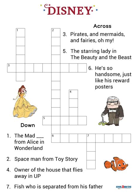 Free Printable Disney Crossword Puzzles