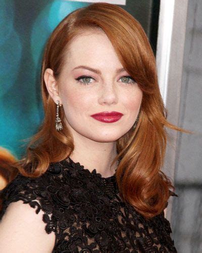 Sylvs Salutes Classic Red Lipstick Emma Stone Hair Burgundy Hair