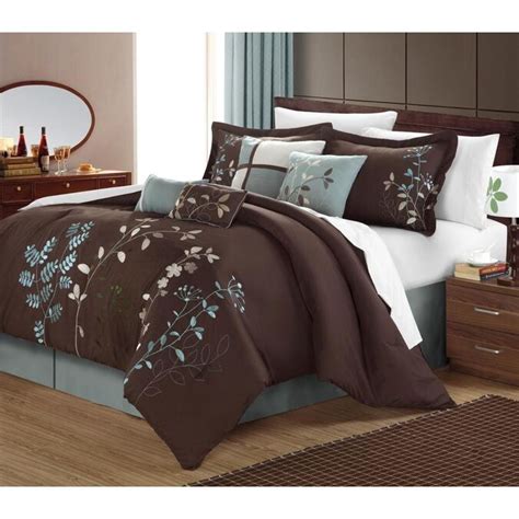 Chic Home Design Bliss Garden 12 Piece Brown King Comforter Set In The