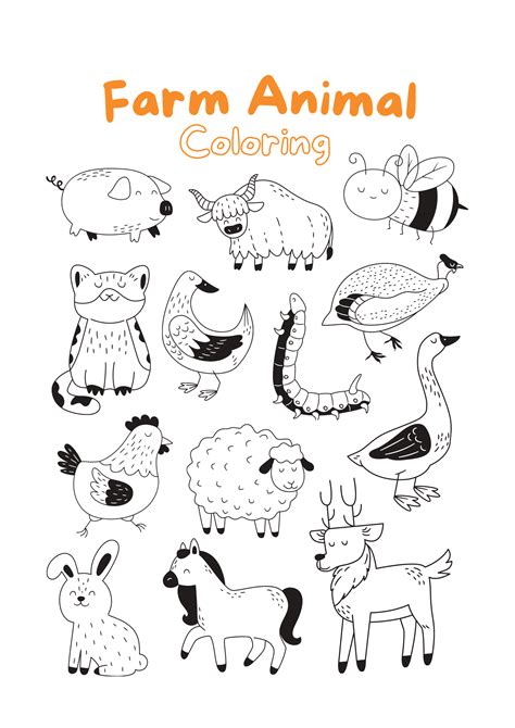 Farm Animals For Coloring Coloring Pages