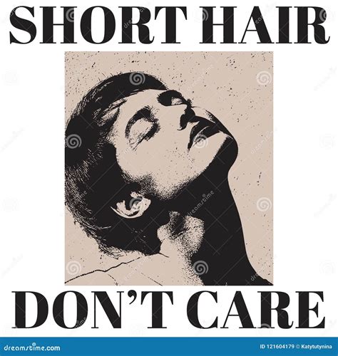 Short Hair Don T Care Quote Typographical Background Stock Vector