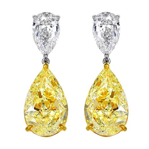 Natural 1612 Carats Of Yellow Diamond Drop Earrings At 1stdibs