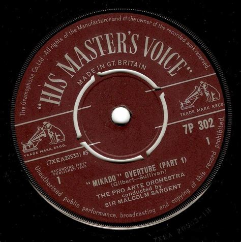 Sir Malcolm Sargent Gilbert And Sullivan The Mikado Vinyl Record 7 Inch Hmv