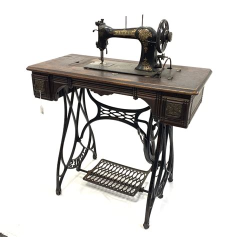 Vintage Jones Treadle Sewing Machine Walnut Top With Two Drawers