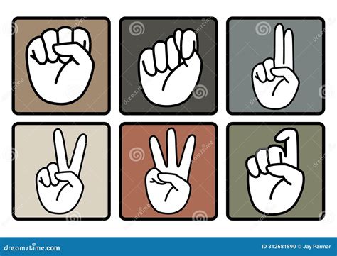 Asl Alphabet Hand Sign Matching Flashcards 4 Stock Illustration