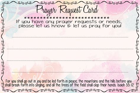 Free Printable Prayer Request Cards Printable World Holiday