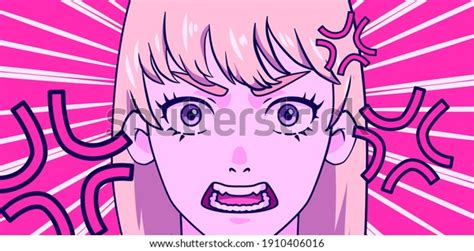 Wütende Anime Mädchen Die Zeichentrickfigur Schreien Trendy Stock