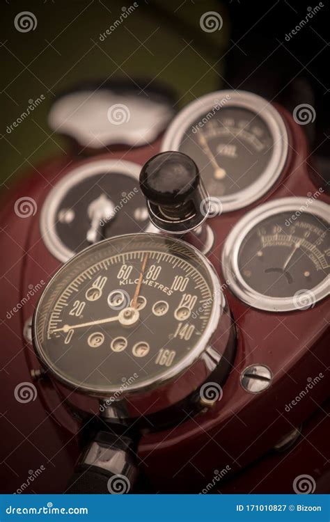 Speedometer Gauge Of A Vintage Motorcycle Stock Image Image Of Meter