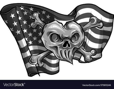 Design Skull And Flag Usa Royalty Free Vector Image